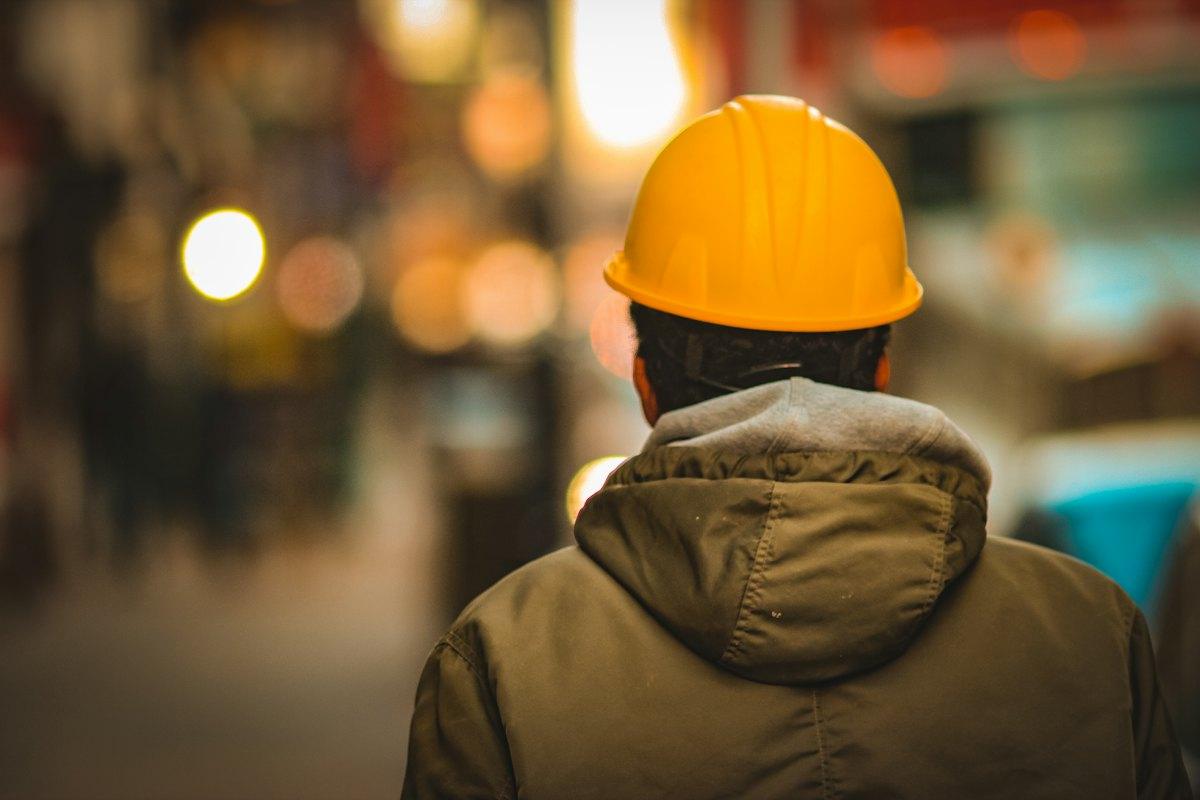 Site engineer wearing a hard hat